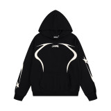 24ss American high street fashion brand HELL street heavy print terry sweatshirt casual sports hooded set for men and women