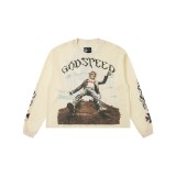 Correct version of skull faux two-piece American street retro high street mesh printed waffle T-shirt trendy cross-border sweatshirt