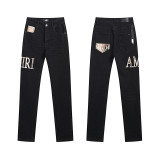 26ss cross-border foreign trade European and American trendy brand street style splattered paint ripped casual embroidered slim straight jeans for men