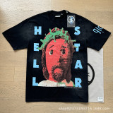 New cross-border HELL trendy high-quality vintage distressed T-shirt, loose fit printed short-sleeve T-shirt, unisex style for couples
