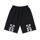 Brushed fleece 450g double logo print OW shorts, new summer style, European and American trendy brand, plus size knee-length shorts