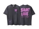 American retro SAINT MICHAEL ICON trendy brand short-sleeve distressed hoodie for men and women, casual vintage sweatshirt
