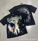 25ss Summer New Godspeed American Style Trendy Rock Street Hip-Hop Vintage Washed Printed Short Sleeve