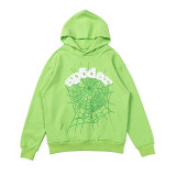 25ss high-quality Sp555der trendy high street style rhinestone embossed letter spider web hoodie for men and women