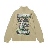 [Hell Series] Trendy High Street Hell Star Distressed Worker Head Print Casual Hoodie