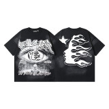 25ss cross-border foreign trade HELLSTAR American-style trendy brand high street vintage washed distressed short-sleeve unisex T-shirt