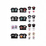 25ss cross-border European and American trendy brand hell hip-hop printed letter high street casual loose pure cotton short-sleeve unisex shirt