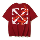 Wholesale high-quality foreign trade trendy brand off-shoulder short-sleeve T-shirts with melting arrow gradient starry sky splatter ink design, couple style