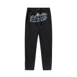 Trapstar's new rainbow gradient letter tiger head embroidery unisex hooded sports sweatshirt and jogger pants set