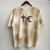 Niche cross-border trendy brand Thug Club's three-swords-and-moon print summer new casual loose fit style is popular among both men and women.