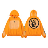 Trendy Letter Print Casual Streetwear Retro Hell Star Loose Hooded Sweatshirt and Sweatpants Set for Men and Women Couples