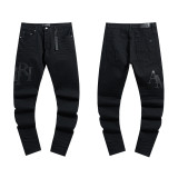 Cross-border European and American Purple Brand jeans, washed, distressed, vintage, ripped, with splatter paint, cool and stylish, Amiri American style