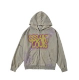 American retro SAINT MICHAEL ICON trendy brand distressed portrait hoodie for men and women, casual sweatshirt