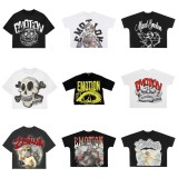 Foreign Trade Wholesale MIXED EMOTION Hip-Hop High Street Fashion Brand Cartoon Pattern Graffiti Drop Shoulder Couple Short Sleeve T-Shirt