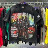Rough Play retro print high street casual washed distressed unisex short-sleeve T-shirt vest ins street fashion