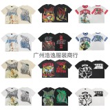 MIXED EMOTION American Fashion High Street Retro Loose Rhinestone Summer Pure Cotton Short Sleeve T-Shirt Unisex