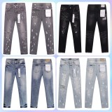 Cross-border American fashion Purple Brand straight-leg jeans, washed, distressed, vintage, ripped, cool and stylish American style