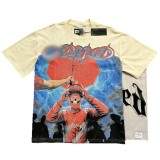 26ss Cross-Border Foreign Trade GOD American Trend High Street Vintage Washed Distressed Skull Unisex Loose Fit Printed Short Sleeve T-Shirt
