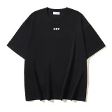 25ss American style trendy brand high-quality off-shoulder short-sleeve T-shirt with melting arrow gradient starry sky ink splatter design for men and women