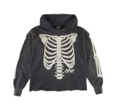 American retro SAINT MICHAEL ICON trendy brand distressed portrait hoodie for men and women, casual sweatshirt