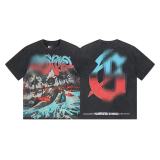 New Summer Arrival: GOD Fashion High Street Vintage Washed Distressed Short Sleeve Rock Band Print Loose Fit T-Shirt