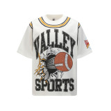 Cross-border American streetwear brand Vall washed distressed printed short-sleeve hip-hop loose street fashion T-shirt for men and women