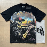 26ss Cross-Border Foreign Trade GOD American Trend High Street Vintage Washed Distressed Skull Unisex Loose Fit Printed Short Sleeve T-Shirt