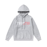 Trapstar's new rainbow gradient letter tiger head embroidery unisex hooded sports sweatshirt and jogger pants set