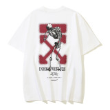 Wholesale high-quality foreign trade trendy brand off-shoulder short-sleeve T-shirts with melting arrow gradient starry sky splatter ink design, couple style