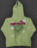 25ss European and American trendy brand overseas edition heavyweight hoodie, trendy couple's spider web Sp5der sweatshirt, cross-border bestseller