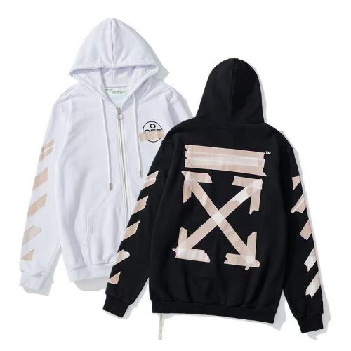 European and American trendy brand autumn and winter OFF zipper cardigan arrow sweatshirt high street loose casual unisex hoodie