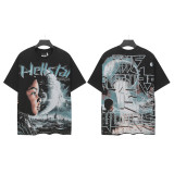NFC Chip Hell Star HEEL Washed Vintage American Style Printed Short Sleeve T-Shirt
