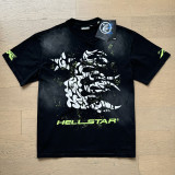 New trendy H Hell Star series printed double yarn pure cotton casual unisex summer loose short-sleeve T-shirt.