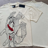 25ss Summer New Godspeed American Style Trendy Rock Street Hip-Hop Vintage Washed Printed Short Sleeve