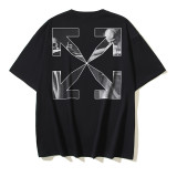 25ss European and American cross-border fashion high street OFF-WHITE high-quality printed graffiti loose short-sleeve T-shirt for men and women
