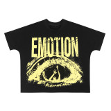 MIXED EMOTION High-Quality Fashionable High-Street Angel Rhinestone Vintage Loose-Fit Short-Sleeve Full-Print Unisex T-Shirt
