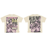 FIRST ROW LOST UTOPIA UNIVERSE CROPPED TEE white ink direct print short sleeve t-shirt for men