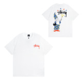 Summer trendy brand short-sleeve T-shirt with dice, black eight, and ice cream designs, basic American style couple's wear for summer
