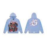 New trendy God-speed skull rock band washed vintage hoodie, loose casual sweatshirt