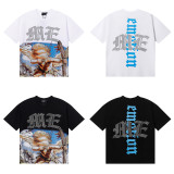 MIXED EMOTION American fashion brand Angel high street rhinestone vintage loose short-sleeve full-print unisex T-shirt