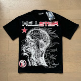 New trendy H Hell Star series printed double yarn pure cotton casual unisex summer loose short-sleeve T-shirt.