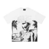 Cross-border MIXED EMOTION trendy alien full-print diamond casual loose short-sleeve unisex t-shirt street style