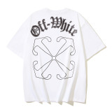 American streetwear brand OFF OW arrow graffiti print heavy-duty street style summer short-sleeve high street casual T-shirt for men and women