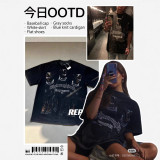 REPRESENT Doberman print washed distressed short-sleeve European and American men's summer heavy-duty trendy brand T-shirt wholesale