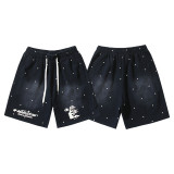 Cross-border American fashion Hellstar series new high-quality terry casual shorts with drawstring, unisex