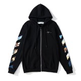European and American trendy brand autumn and winter OFF zipper cardigan arrow sweatshirt high street loose casual unisex hoodie