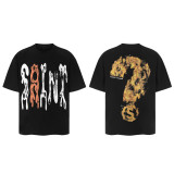 25ss cross-border European and American trendy brand high street loose casual retro short-sleeve T-shirt for men and women with printed letter and portrait designs