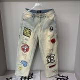 25ss Cross-Border Foreign Trade MIXED EMOTION American Style Trendy Brand Washed Vintage Denim Pants with Rhinestones for Men