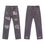 Cross-border foreign trade godspeed American fashion high street rock band washed vintage embroidered men's denim flared pants