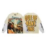 25s high-quality American trendy brand high street rock band basketball washed vintage street long-sleeve T-shirt for both men and women